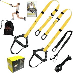 Bodyweight Resistance Training Straps, Complete Home Gym Fitness Trainer kit for Full-Body Workout, Included Door Anchor, Extension Strap, Fitness Guide