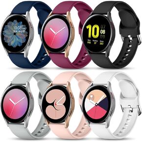 Lerobo 6 Pack Bands Compatible with Samsung Galaxy Watch 6 5 4 Band 40mm 44mm/Galaxy Watch 5 Pro 45mm/Watch 4 6 Classic 42mm 46mm 43mm 47mm/Active 2 Watch/Watch 3 41mm, 20mm Sport Band for Women Men