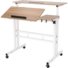 SogesHome 31.5 inches Adjustable Laptop Desk Table, Portable Computer Stand with Cart Tray and Computer Host Stand, Black