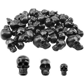 40 Counts Black Skull Mini Plastic Skull Heads Decor Halloween Skeleton Head for Crafts Bar Home Table Party Decorations