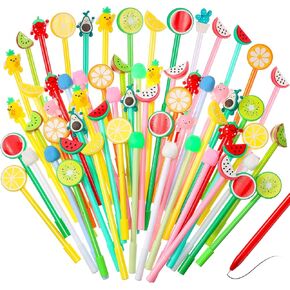 Containlol 48 Pieces Cartoon Cute Fun Pens for Kids Back to School Cool Black Gel ink Pens Bulk First Day of School Easter Day Gifts Supplies, 12 Styles(Cute Animals)