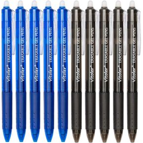 Vitoler Retractable Erasable Gel Pens Clicker, Fine Point(0.7mm), Make Mistakes Disappear,5 Black & 5 Blue Gel Ink Pen for Drawing Writing Planner and School Supplies