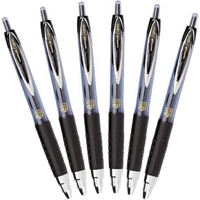 Uni-Ball Signo 207 Retractable Gel Pen, 0.38mm Ultra-Micro Point, Black, Pack of 6