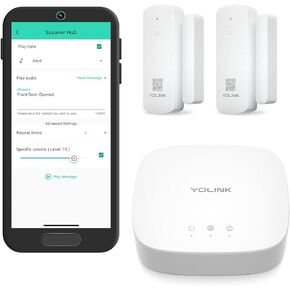 YoLinK LoRa Smart Door Sensor Starter Kit: 1/4 Mile Open-Air Range, Door Left-Open Reminders, Text/SMS, Email, App alerts, 5 Years Battery Life, Alexa, IFTTT, Home Assistant