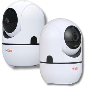 MOBI MobiCam HDX Smart HD Wi-Fi Pan and Tilt Home Monitoring Camera 2 Pack - Home Monitoring System with Two Way Audio - Live Streaming - Instant Alerts