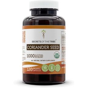 Secrets of the Tribe Coriander Seed 120 Capsules, Made with Vegetable Capsules and USDA Organic Coriander (Coriandrum sativum) Dried Seed (120 Capsules)