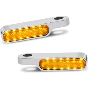 Whaletail Motorcycle Front Marker Light LED Turn Signals Handle Bar Blinkers Bar Light Progressive Flicker Universal for Harley Sportster Dyna Iron 883 Fat Bob Softail Touring Honda Shadow