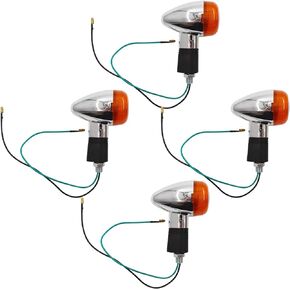 Pack of 4 Motorcycle Turn Signal Lights - Front Rear Blinker Indicator Light Amber Replacement for Honda Kawasaki Suzuki Yamaha Motorcycle Standard Custom Bike Cruiser Chopper