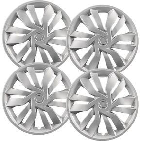Premium Quality 15 inch Silver Hubcaps! Fits Honda Fit, Fiat 500, Prius C and Nissan Versa, Heavy Duty Construction (Set of 4)