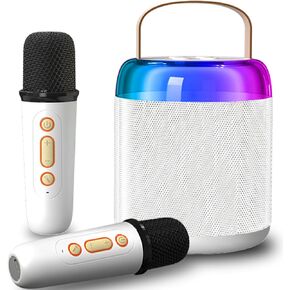 Karaoke Machine for Kids, Mini Karaoke Machine with 2 Wireless Microphones, Portable Bluetooth Karaoke Speaker for Kids 4, 5, 6, 7, 8, 9, 10, 12 (Black)