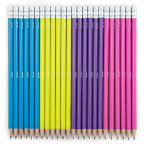 Yoobi No. 2 Pencils, Pre-sharpened in Bright Colors, Pink, Purple, Blue and Yellow Pencils, Fun School Supplies For Kids, Teens and Adults, 24 Pack #2 Pencils