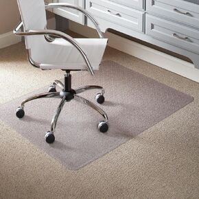 Chair Mat for Flat to Low Pile Carpet, 36"x48" Rectangle with Lip, Crystal Ramp Edge, Clear