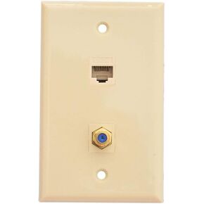 BUPLDET 1 منفذ إيثرنت لوحة حائط عاجية - CAT 6 RJ45 Keystone Jack شبكة غطاء كابل أنثى إلى أنثى لكابل إيثرنت CAT7/CAT6/CAT5e