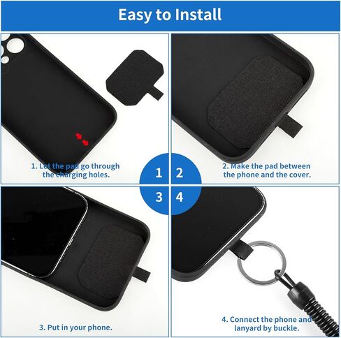 Phone Tether Lanyard, Anti-drop Phone Strap with 2 Patch and 2 Carabiner Universal Anti Theft Elastic Phone Wrist Strap Phone Tether Tab Lanyard Compatible with Smartphone in Saudi Arabia