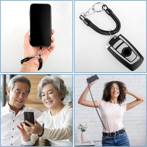 Phone Tether Lanyard, Anti-drop Phone Strap with 2 Patch and 2 Carabiner Universal Anti Theft Elastic Phone Wrist Strap Phone Tether Tab Lanyard Compatible with Smartphone in Saudi Arabia