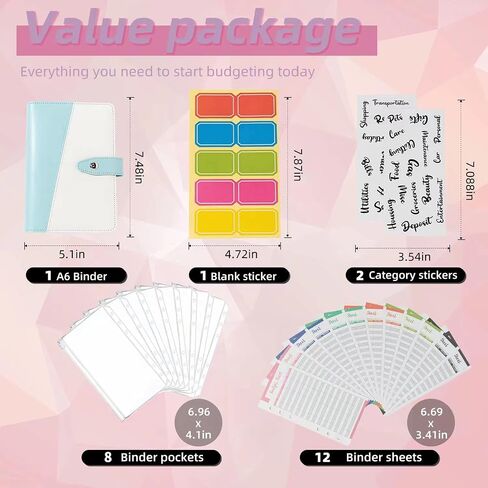Budget Binder Money Organizer for Cash Cash Envelopes for Budgeting Budget Binder with Cash Envelopes (Pink) in Saudi Arabia