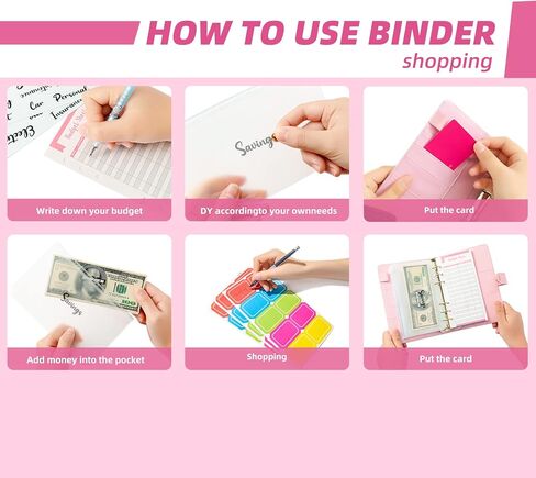 Budget Binder Money Organizer for Cash Cash Envelopes for Budgeting Budget Binder with Cash Envelopes (Pink) in Saudi Arabia