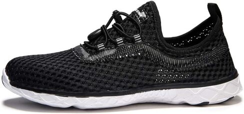 حذاء SUOKENI نسائي سريع الجفاف سهل الارتداء على الماء للشاطئ أو الرياضات المائية حذاء مشي خفيف الوزن أسود/أبيض، المقاس: US 7/EU 38 in Kuwait