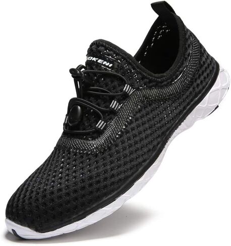 حذاء SUOKENI نسائي سريع الجفاف سهل الارتداء على الماء للشاطئ أو الرياضات المائية حذاء مشي خفيف الوزن أسود/أبيض، المقاس: US 7/EU 38 in Kuwait