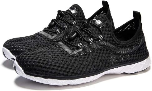 حذاء SUOKENI نسائي سريع الجفاف سهل الارتداء على الماء للشاطئ أو الرياضات المائية حذاء مشي خفيف الوزن أسود/أبيض، المقاس: US 7/EU 38 in Kuwait