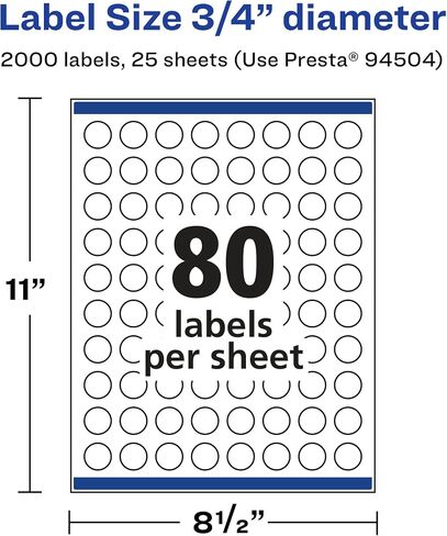 Avery Matte White Round Labels with Sure Feed, 3/4" Diameter, 2,000 Matte White Printable Labels in Saudi Arabia