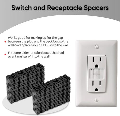 148 قطعة فواصل مخرج لصندوق كهربائي مع 10 قطع براغي طويلة للمنافذ الكهربائية، مفتاح كهربائي وفواصل للوعاء، طقم موسع للحشوات لمخرج فضفاض للبلاط باكسبلاش in Kuwait