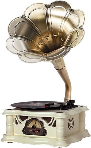 Artisam Phonograph Vinyl Record Player with Built-in Speakers, Vintage Bluetooth Audio Turntable 3 Speed Record Player with FM Stereo Radio and USB Play for Home Decor and Music Entertainment (Green) in Saudi Arabia