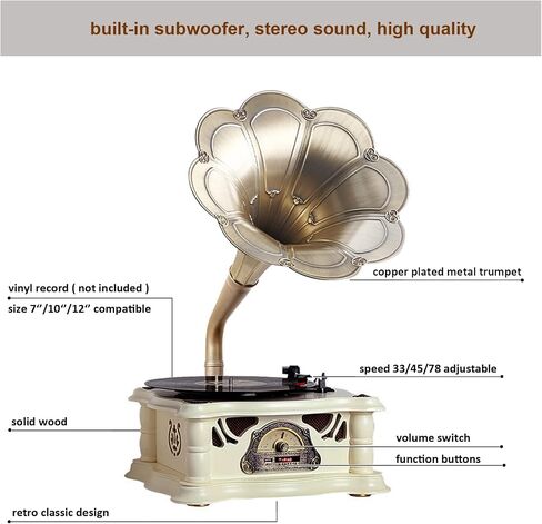 Artisam Phonograph Vinyl Record Player with Built-in Speakers, Vintage Bluetooth Audio Turntable 3 Speed Record Player with FM Stereo Radio and USB Play for Home Decor and Music Entertainment (Green) in Saudi Arabia