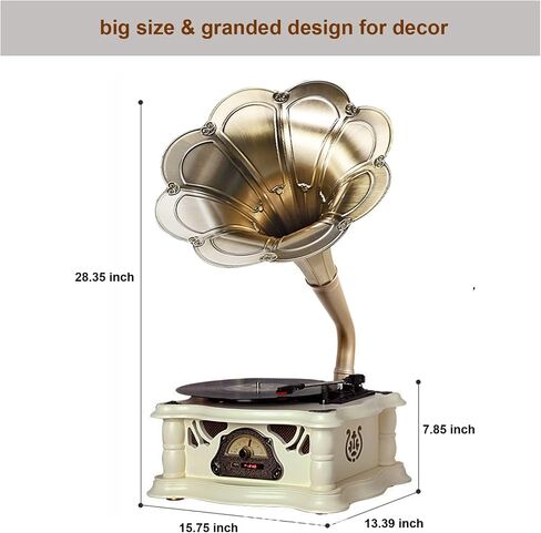 Artisam Phonograph Vinyl Record Player with Built-in Speakers, Vintage Bluetooth Audio Turntable 3 Speed Record Player with FM Stereo Radio and USB Play for Home Decor and Music Entertainment (Green) in Saudi Arabia