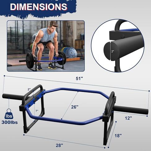 Elevens Hex Bar Trap Bar Deadlift 300lbs سعة الوزن 2 بوصة قضيب رفع الأثقال الأوليمبي يتغاضى عن صالة الألعاب الرياضية المنزلية in Kuwait