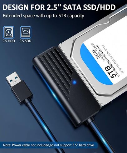 كابل ZEXMTE SATA إلى USB بطول 1.7 قدم، ومحول SATA إلى USB 3.0، وكابل محول SATA إلى USB لمحول القرص الصلب SATA III مقاس 2.5 بوصة، ومحول قارئ القرص الصلب الخارجي لنقل بيانات SSD/HDD حتى 5 تيرابايت in Kuwait