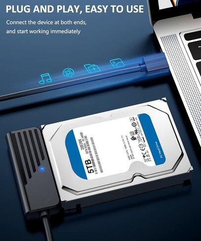 كابل ZEXMTE SATA إلى USB بطول 1.7 قدم، ومحول SATA إلى USB 3.0، وكابل محول SATA إلى USB لمحول القرص الصلب SATA III مقاس 2.5 بوصة، ومحول قارئ القرص الصلب الخارجي لنقل بيانات SSD/HDD حتى 5 تيرابايت in Kuwait