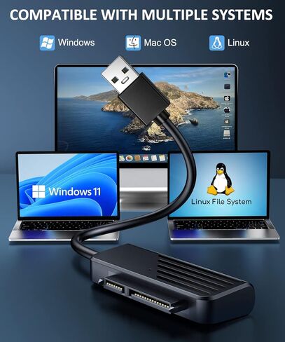 كابل ZEXMTE SATA إلى USB بطول 1.7 قدم، ومحول SATA إلى USB 3.0، وكابل محول SATA إلى USB لمحول القرص الصلب SATA III مقاس 2.5 بوصة، ومحول قارئ القرص الصلب الخارجي لنقل بيانات SSD/HDD حتى 5 تيرابايت in Kuwait