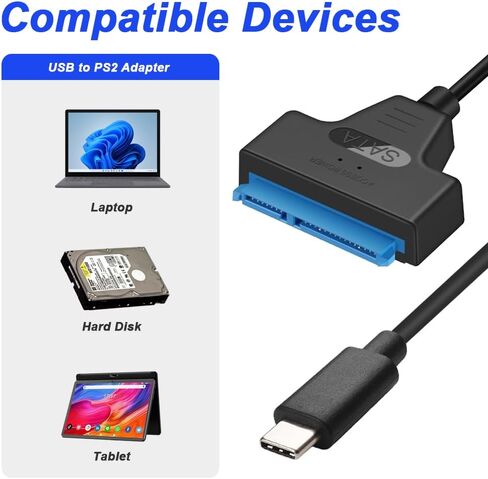 محول USB C إلى SATA، 10 جيجابت في الثانية USB 3.1 Gen 2 Type-C ذكر إلى 2.5 بوصة SATA III محول محول القرص الصلب، موصل خارجي لمحرك الأقراص الصلبة 2.5 بوصة، بيانات SSD (عبوتان) in Saudi Arabia