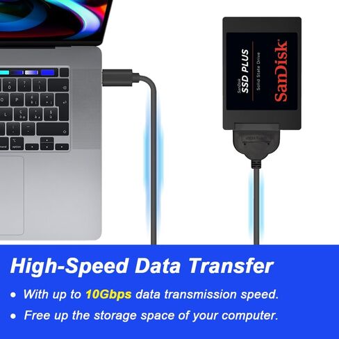 محول USB C إلى SATA، 10 جيجابت في الثانية USB 3.1 Gen 2 Type-C ذكر إلى 2.5 بوصة SATA III محول محول القرص الصلب، موصل خارجي لمحرك الأقراص الصلبة 2.5 بوصة، بيانات SSD (عبوتان) in Saudi Arabia