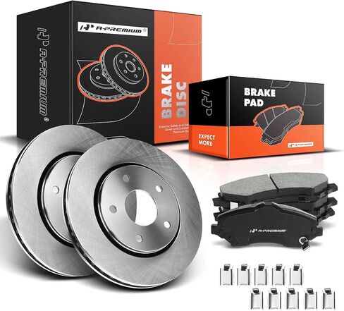 A-Premium 11.9 in(302mm) Front Vented Disc Brake Rotors + Ceramic Pads Kit Compatible with Select Chrysler, Dodge, Ram and Volkswagen Models - Town & Country, Grand Caravan, Journey, C/V, Routan, 6-PC in Saudi Arabia