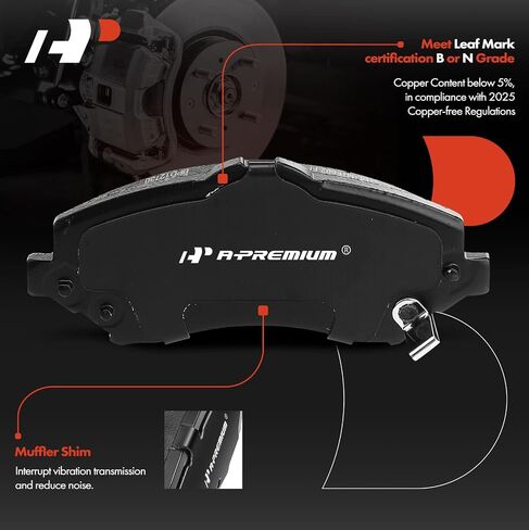 A-Premium 11.9 in(302mm) Front Vented Disc Brake Rotors + Ceramic Pads Kit Compatible with Select Chrysler, Dodge, Ram and Volkswagen Models - Town & Country, Grand Caravan, Journey, C/V, Routan, 6-PC in Saudi Arabia