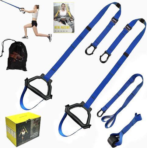Bodyweight Resistance Training Straps, Complete Home Gym Fitness Trainer kit for Full-Body Workout, Included Door Anchor, Extension Strap, Fitness Guide in Saudi Arabia