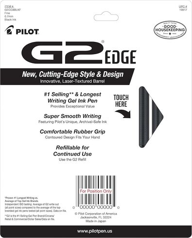 Pilot, G2 Edge Premium Gel Roller Pens, Fine Point 0.7 mm, Black, Pack of 8 in Saudi Arabia