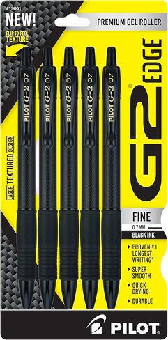 Pilot, G2 Edge Premium Gel Roller Pens, Fine Point 0.7 mm, Black, Pack of 8 in Kuwait