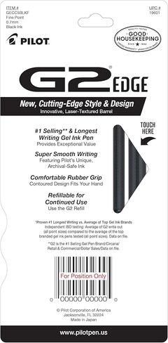 Pilot, G2 Edge Premium Gel Roller Pens, Fine Point 0.7 mm, Black, Pack of 8 in Kuwait