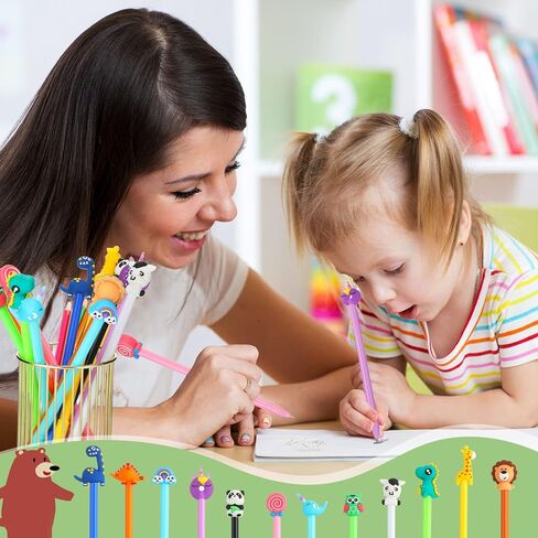 48 قطعة من أقلام الرسوم المتحركة اللطيفة للأطفال، أقلام حبر هلامية سوداء، أقلام رائعة للفتيات، أقلام كتابة مضحكة للمدرسين، لوازم هدايا عيد الفصح، 12 نمطًا (حيوانات لطيفة) in Kuwait