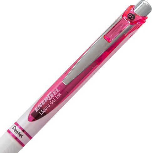 قلم جل سائل Pentel Pink BCA EnerGel Pearl Deluxe RTX، (0.5 مم)، خط رفيع، طرف إبرة (BLN75WBP2PA) in Saudi Arabia