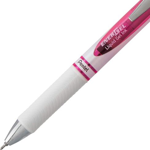قلم جل سائل Pentel Pink BCA EnerGel Pearl Deluxe RTX، (0.5 مم)، خط رفيع، طرف إبرة (BLN75WBP2PA) in Saudi Arabia