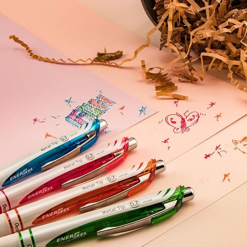 قلم جل سائل Pentel Pink BCA EnerGel Pearl Deluxe RTX، (0.5 مم)، خط رفيع، طرف إبرة (BLN75WBP2PA) in Saudi Arabia