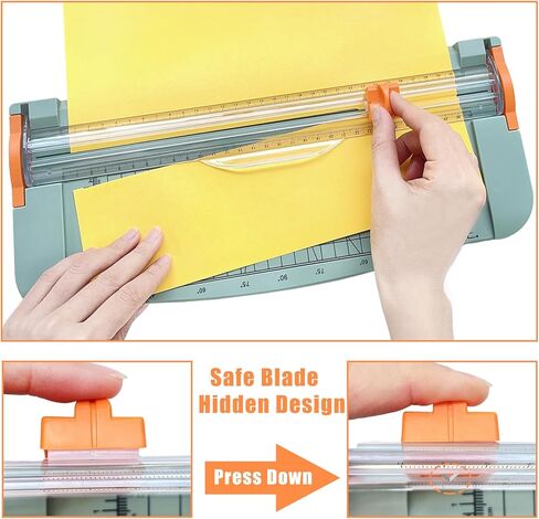 قاطعة ورق مقاس A4، أداة تشذيب ورق محمولة مقاس 12 بوصة مع حماية أمنية ومسطرة جانبية، أداة قص حواف الورق لورق الحرف اليدوية، ورق A4 A5، الصور، الملصقات والبطاقات in Kuwait