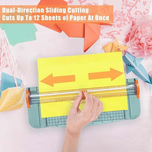 قاطعة ورق مقاس A4، أداة تشذيب ورق محمولة مقاس 12 بوصة مع حماية أمنية ومسطرة جانبية، أداة قص حواف الورق لورق الحرف اليدوية، ورق A4 A5، الصور، الملصقات والبطاقات in Kuwait