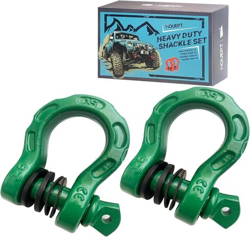 Heavy Duty D-Ring Shackle, 68,000 lbs Break Strength, Stronger Than 3/4" D Rings, Tow Shackle with 7/8" Screw Pin & Washers for Off-Road Towing Jeep Vehicle Recovery, Grey, 2 Pack in Kuwait