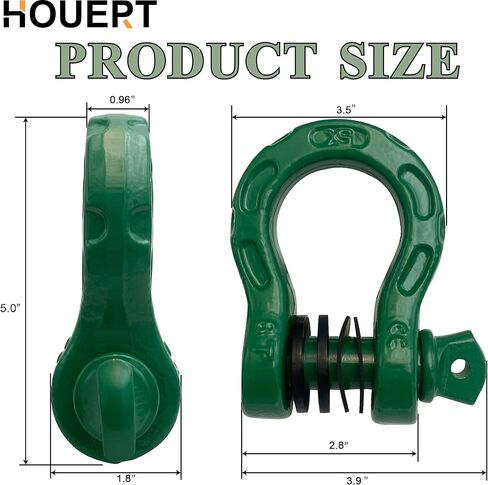 Heavy Duty D-Ring Shackle, 68,000 lbs Break Strength, Stronger Than 3/4" D Rings, Tow Shackle with 7/8" Screw Pin & Washers for Off-Road Towing Jeep Vehicle Recovery, Grey, 2 Pack in Kuwait