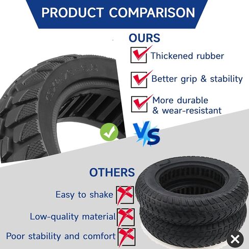 إطار صلب 10 بوصة لـ Segway Ninebot Max G30 LP/G30P، إطار بدون أنبوب 10x2.75-6.5 لـ Hiboy Titan PRO، لـ Hover-1 Alpha، لـ Evercross H5، 70/65-6.5 إطار سكوتر صلب مقاوم للثقب، مقاوم للانفجار in Kuwait